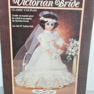 1989 Fiber Craft Classic Couples VICTORIAN BRIDE Hand Crochet Doll Outfit